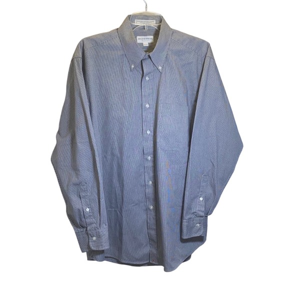 Hathaway Classic Mens Button Down Shirt Long Sleeve Checkered Pinpoint Oxford - Picture 5 of 6